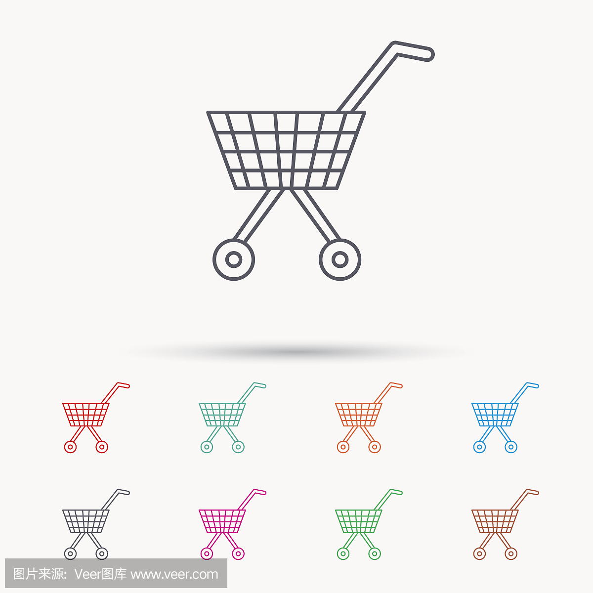 購物車圖標。市場購買的跡象。